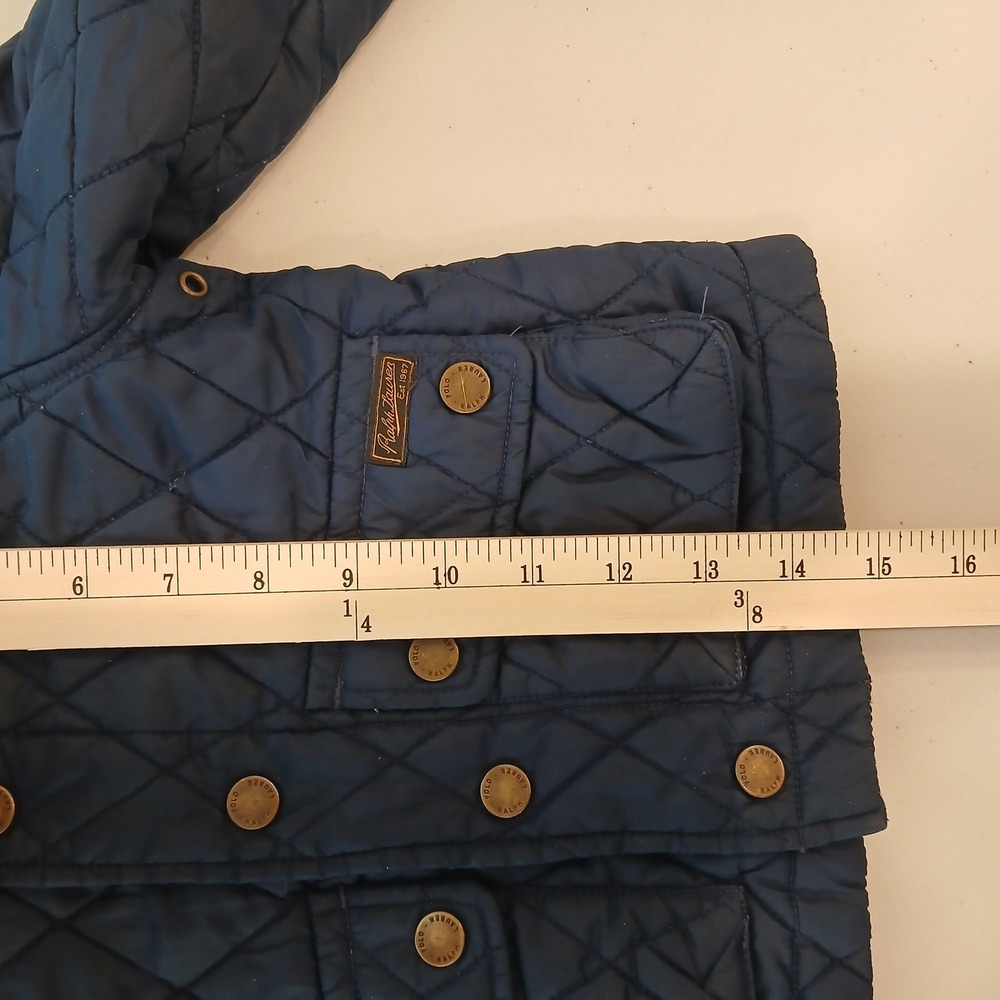 Polo Ralph Lauren Quilted Jacket Boys 2T Blue Corduroy Collar Preppy Equestrian - Picture 8 of 9
